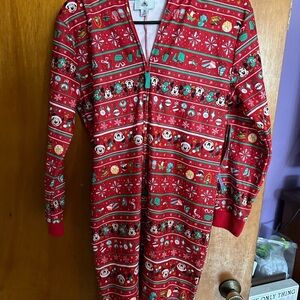 Disney Mickey Mouse Christmas zip up pajamas with hood